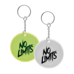 Porta-chaves segurança redondo laminado refletor personalização total cor amarelo fluorescente oitava vista