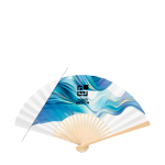 Leque de bambu personalização total com impressão a cor bem garrida cor branco vista principal