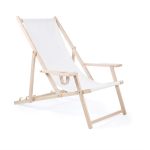 Cadeira de praia, braços/porta-copos feita na UE personalização total cor branco