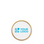 Pin metálico redondo a cor bem garrida personalização total cor dourado vista principal