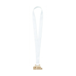 Medalha de madeira, fita cosida em argola personalização total cor branco sétima vista