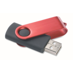 Pen USB com estrutura giratória de metal Techmate personalização total cor vermelho-escuro quinta vista