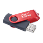 Pen USB com estrutura giratória de metal Techmate personalização total cor vermelho-escuro