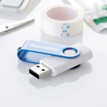 Pen USB com estrutura giratória colorida Techmate personalização total cor azul