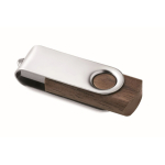 Pen USB clássica de madeira com estojo giratório personalização total cor madeira escura