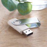 Pen USB com estrutura feita de palha e trigo personalização total cor branco-sujo