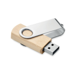 Pen USB com estrutura de bambu e tampa metálica personalização total cor madeira quinta vista