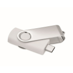 Clássica pen USB giratória de várias cores personalização total cor branco quinta vista