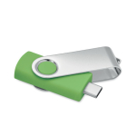 Clássica pen USB giratória de várias cores personalização total cor verde-lima transparente quinta vista