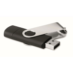 Pen USB colorida com ligação Tipo-C personalização total cor preto quinta vista
