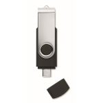 Pen USB colorida com ligação Tipo-C personalização total cor preto quinta vista