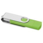 Pen USB colorida com ligação Tipo-C personalização total cor verde-lima transparente