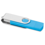 Pen USB colorida com ligação Tipo-C personalização total cor ciano