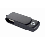 Pen USB estrutura giratória de plástico reciclado personalização total cor preto
