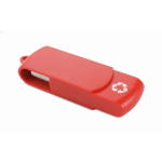 Pen USB estrutura giratória de plástico reciclado personalização total cor vermelho