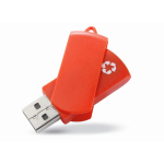 Pen USB estrutura giratória de plástico reciclado personalização total cor vermelho quinta vista