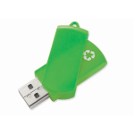 Pen USB estrutura giratória de plástico reciclado personalização total cor verde quinta vista