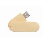 Pen USB com estrutura giratória de madeira personalização total cor madeira clara quinta vista