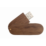 Pen USB com estrutura giratória de madeira personalização total cor madeira escura quinta vista