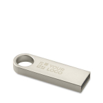 Pen USB mini de zinco com detalhe para pendurar personalização total cor prateado vista principal