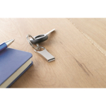 Pen USB pequena de zinco com detalhe redondo personalização total cor prateado