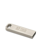 Pen USB pequena de zinco com detalhe retangular personalização total cor prateado vista principal