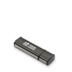 Pen USB com tampa e contorno com acabamento metálico cor preto vista principal