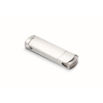 USB acabamento acetinado e detalhes transparentes personalização total cor prateado