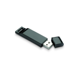Pen USB plana com tampa protetora a condizer personalização total cor preto quinta vista