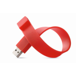 Pulseira USB compacta de silicone personalização total cor vermelho quinta vista