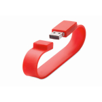 Pulseira USB compacta de silicone personalização total cor vermelho quinta vista