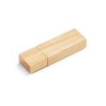Pen USB feita de bambu com tampa e caixa de papel kraft cor natural