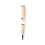 Caneta ecológica USB de madeira, giratória e com tinta azul cor madeira quarta vista