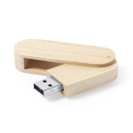 Pen USB de madeira em formato giratório com estrutura protetora cor madeira segunda vista