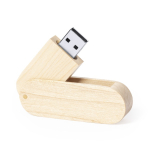 Pen USB de madeira em formato giratório com estrutura protetora cor madeira terceira vista