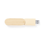 Pen USB de madeira em formato giratório com estrutura protetora cor madeira primeira vista