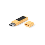 Pen USB de bambu com fecho de íman e área de marcação iluminada cor castanho-claro terceira vista