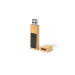 Pen USB de bambu com fecho de íman e área de marcação iluminada cor castanho-claro quinta vista