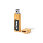 Pen USB de bambu com fecho de íman e área de marcação iluminada cor castanho-claro primeira vista