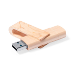Pen USB de madeira clara com clipe giratório e ligação dupla Tipo-C cor madeira segunda vista