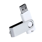 Pen USB de plástico reciclado resistente com clipe metálico giratório cor branco primeira vista