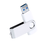 Pen USB com clipe metálico em formato giratório e corpo em branco cor branco primeira vista