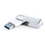 Pen USB com clipe metálico em formato giratório e corpo em branco segunda vista