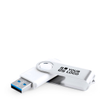Pen USB com clipe metálico em formato giratório e corpo em branco vista principal