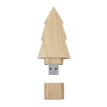 Pen USB de madeira com aspecto de pinheiro e fecho de tampa cor natural primeira vista