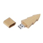 Pen USB de madeira com aspecto de pinheiro e fecho de tampa terceira vista