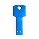 Pen USB colorida de alumínio brilhante em forma de chave cor azul primeira vista