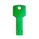Pen USB colorida de alumínio brilhante em forma de chave cor verde quarta vista