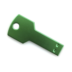 Pen USB colorida de alumínio brilhante em forma de chave cor verde primeira vista