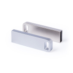 Pen USB de metal com ar minimalista ideal para porta-chaves cor prateado quinta vista